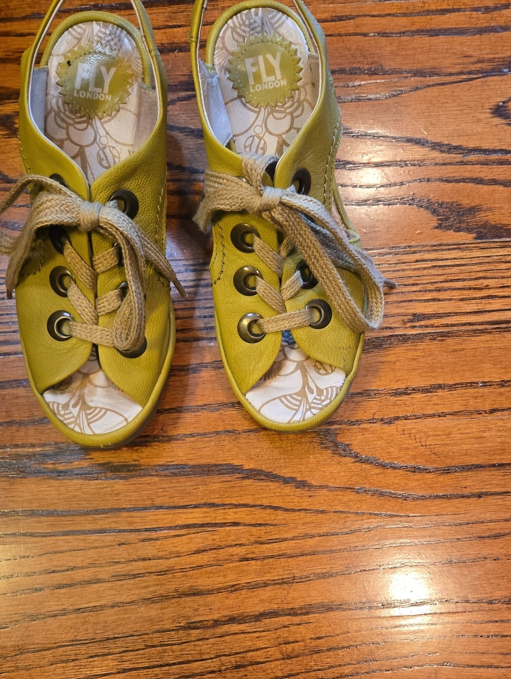Fly London Olive Green Open-Toe Lace Sandals